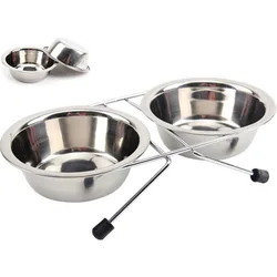 Cuenco doble de acero inoxidable con soporte para perro y gato