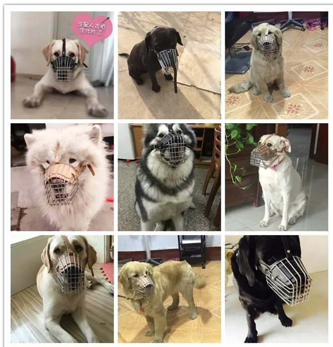 Bozal para perros grandes, cesta de alambre de Metal fuerte, negro/marrón, boquillas para masticar, antimordeduras, Pitbull Terrier - imagen 2