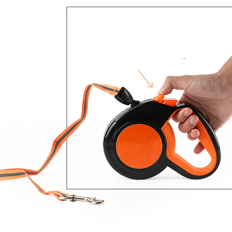 Correa de tracción retráctil automática para perro y mascota, correa de nailon Flexible, portátil, 5 metros, productos para mascotas - imagen 4