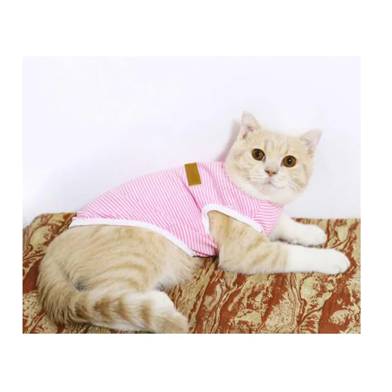 Chaleco a rayas para perros pequeños, ropa para gatos sin mangas, Teddy, Pug Pet, camisa para cachorros, ropa de camisa, disfraz, XS,S,M,L,XL,XXL - imagen 4