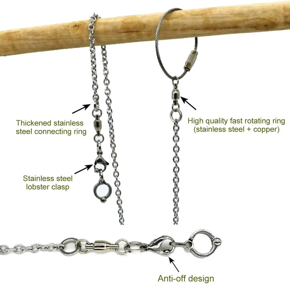 Cadena de pie de loro y pájaro, anillo de tobillo de acero inoxidable, cadena de entrenamiento volador al aire libre para tobillera de soporte de pájaro, periquito y cacatúa - imagen 5