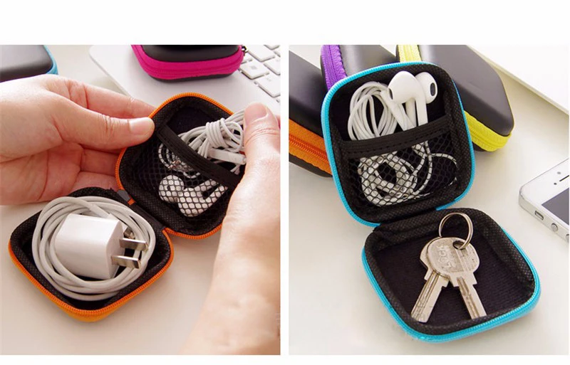prativerdi Zipper Lock Earphone Storage Bag Protective USB Cables Container travel Organizer key Charger Case Coin Money Box2