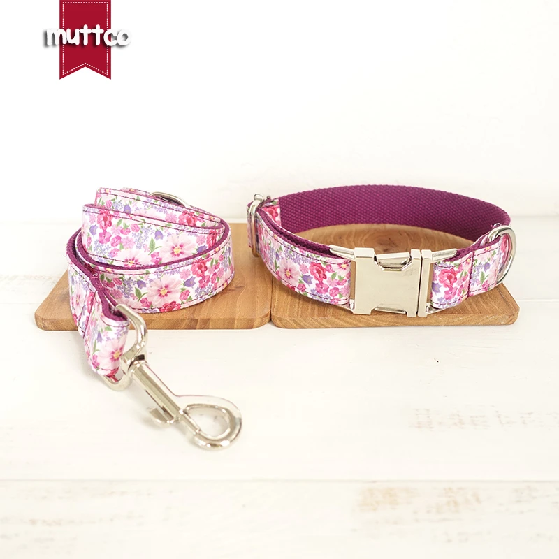 MUTTCO vende al por menor collar de identificación de perro personalizado grabado THE PURPLE FLOR collares y correas de perro de estilo creativo 5 tamaños UDC049 - imagen 4