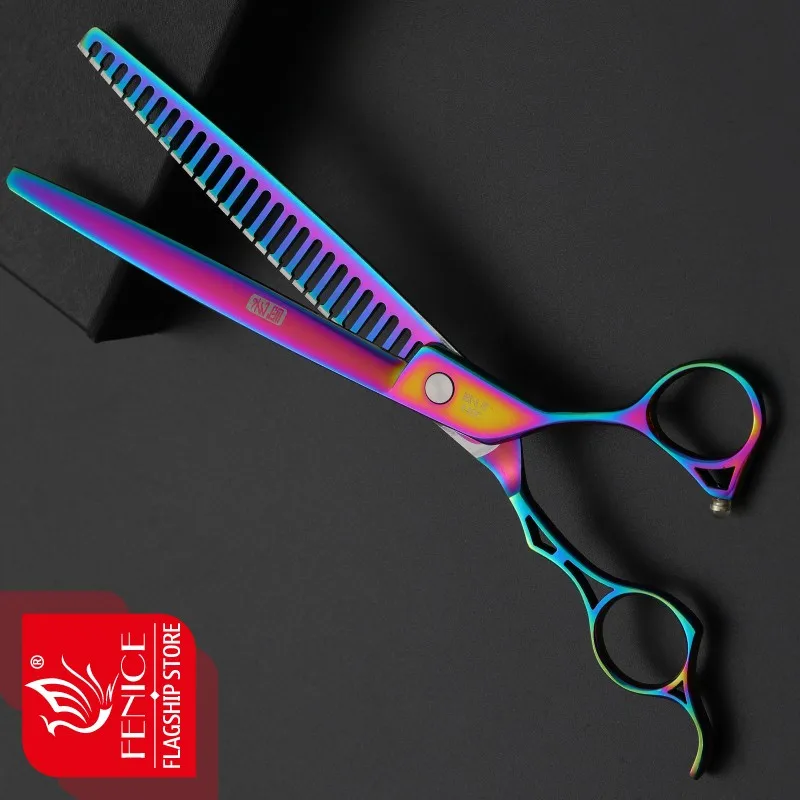 Fenice-tijeras profesionales para mascotas de 8 pulgadas, desbaste de perros, tiburón, 26 dientes para perros, corte de pelo eficiente, tasa de adelgazamiento del 75% - imagen 4