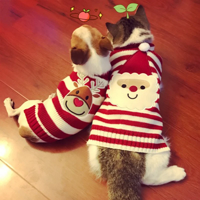 Suéter navideño de 8 colores para gatos, ropa de Halloween para perros pequeños, jersey de gatito Kedi, ropa de Papá Noel, trajes XXS - imagen 2