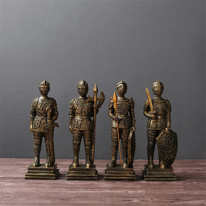 Figuras de soldado romano Vintage europeo Artificial, miniaturas, guerrero para sala de estar, decoración del hogar, adorno de resina, regalo del Día de San Valentín - imagen 3