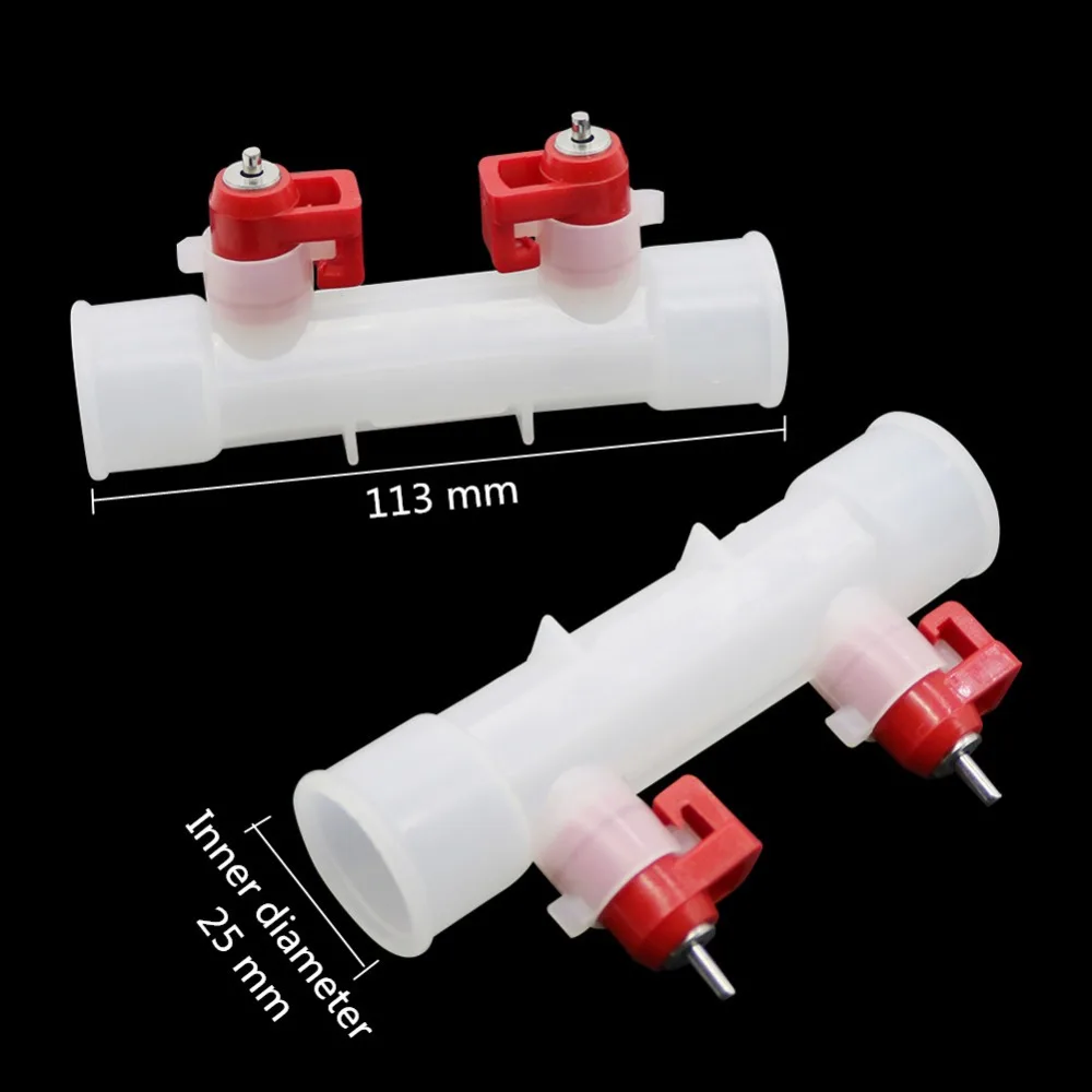 Bebedero automático de doble cabezal, 4 Uds., diámetro interior de 25mm, pollo, pato, acero inoxidable, 2 pezones, válvula de bola, boquilla de agua - imagen 4