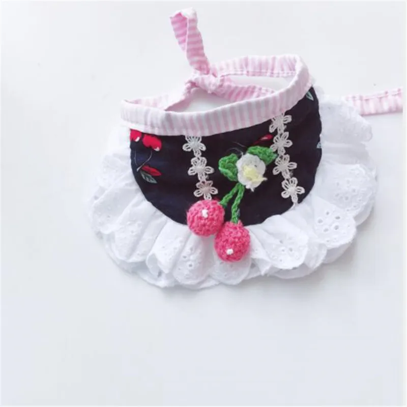 Pañuelo de encaje de cereza para Baberos para mascotas, Collar para perros pequeños, cachorros, gatitos, bufanda, pañuelo, Baberos, suministros de accesorios para mascotas L - imagen 3
