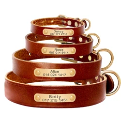 Collar de cuero personalizado para perros con grabado gratis