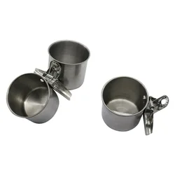 Comedero de acero inoxidable para aves - doble recipiente con clip