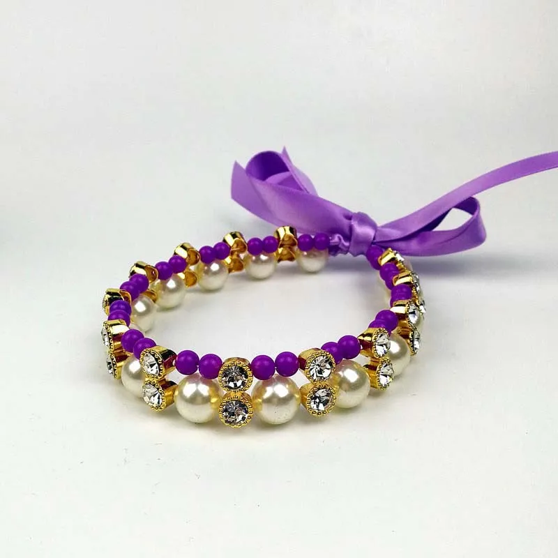 Collar de perlas delicadas para perro, Cinta ajustable suave de alta calidad para perros pequeños, Collar de diamantes de imitación de princesa 10E - imagen 5