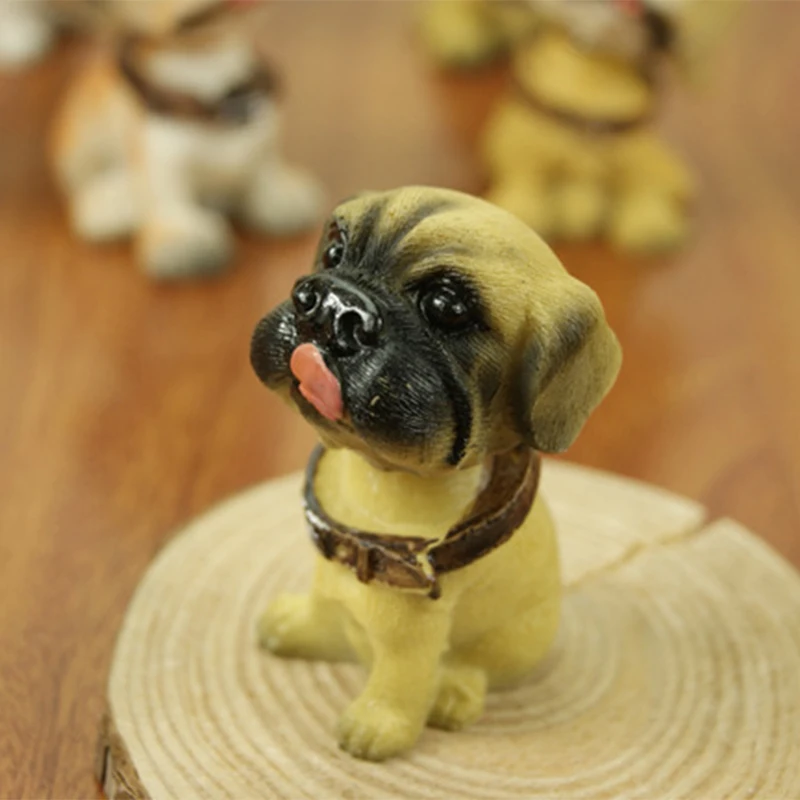 Figuras de muñecos de perro artificiales, adorno de resina con cabeza de batidor de coche en miniatura, accesorios de decoración para el hogar, regalo del Día de San Valentín, 6 uds. - imagen 5