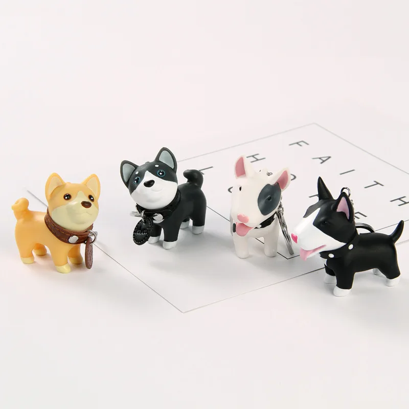 Lindo llavero de perro figuritas miniaturas Popular versátil llavero de goma adornos para el hogar para mujeres niñas regalos decorar bolsa Decoración - imagen 5