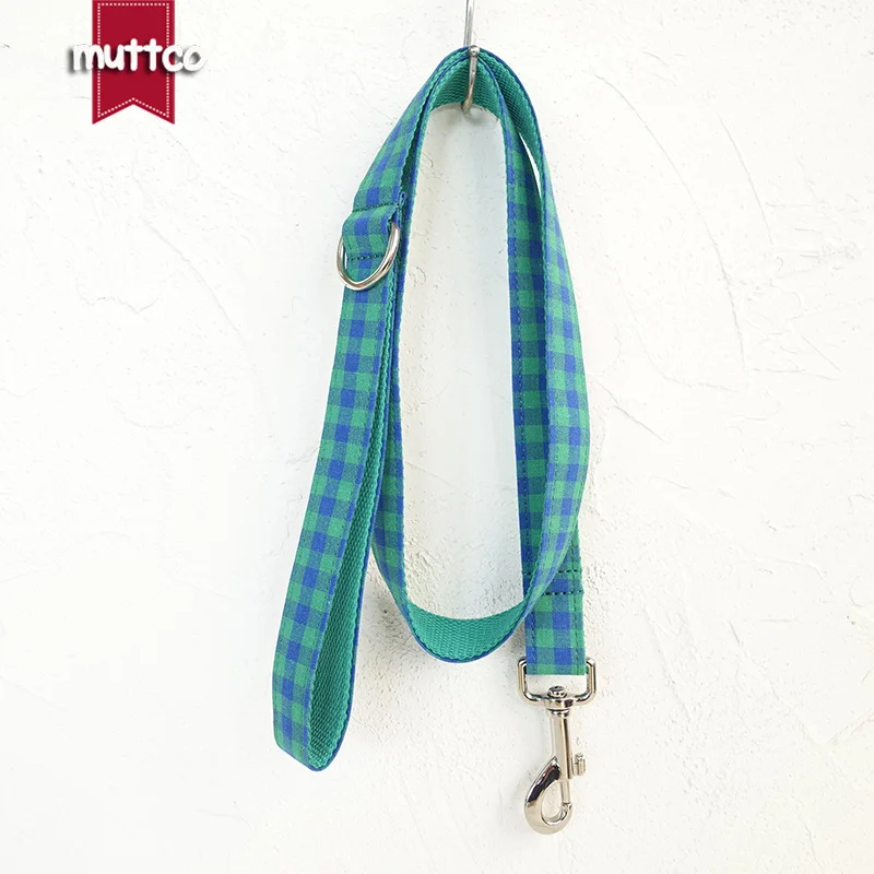 MUTTCO-collar personalizado para perro, etiqueta de identificación de cachorro grabada, cuadros azules y verdes, antipérdida, ajustable, suministros para mascotas, 5 tamaños, UDC073 - imagen 2