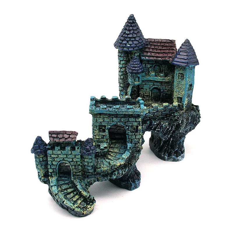 Beautiful Aquarium Decoration Ornament Ancient Castle Resin Background For Fish Tank Aquarium Accessories Live Fish Hide House7