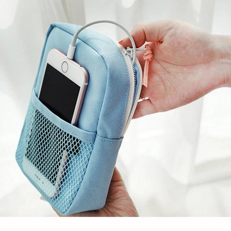 Mini bolsa de almacenamiento cuadrada con cierre de cremallera portátil, caja para auriculares, funda para auriculares, tarjetas SD, cargador USB, organizador de viaje - imagen 4