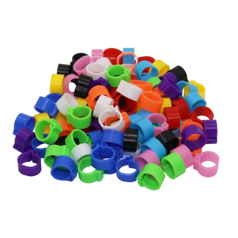 100 Uds diámetro interior 8MM 10MM pájaro plástico Clip anillos Paloma color pie anillo 10 colores suministros para Palomas