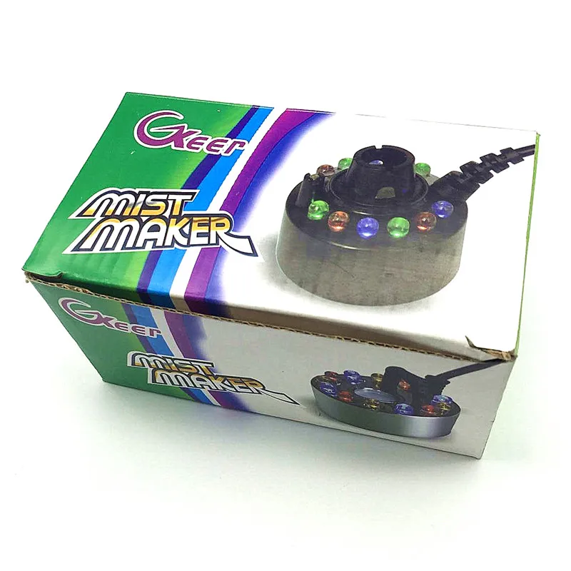 AC100-240V generador de niebla ultrasónica 12 LED atomizador de tanque de peces fuente de agua atomizador de estanque humidificador de aire incubadora humidificador 1 ud.