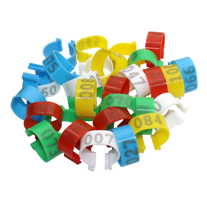 Hebilla de plástico de tipo abierto para pollo, pato, Ganso, Anillo de pie Digital de 5 colores, equipo de cría de aves de corral, diámetro interior de 100 cm, 2,0 Uds.