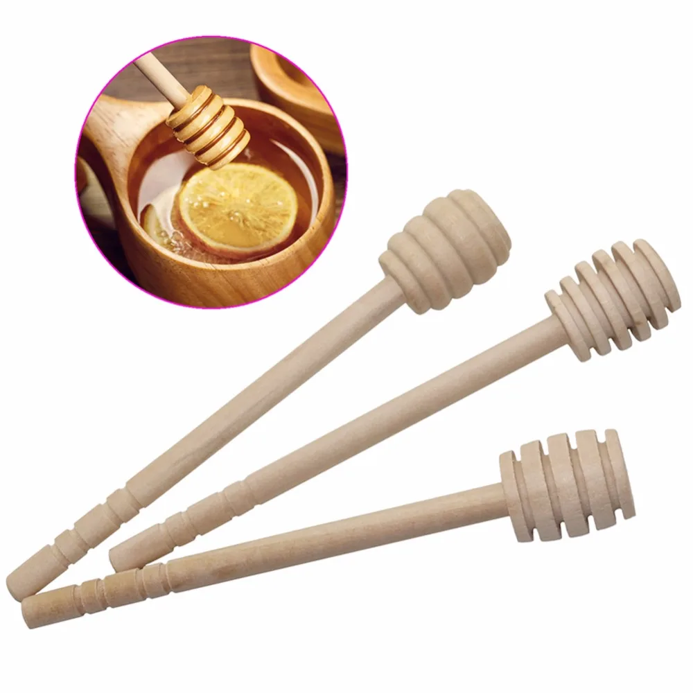 Barra agitadora de miel de 14,9 cm, mango mezclador, tarro, cuchara, práctico cucharón de madera, suministros de palo largo para miel, herramientas de cocina de miel, 3 tipos, 5 uds. - imagen 2