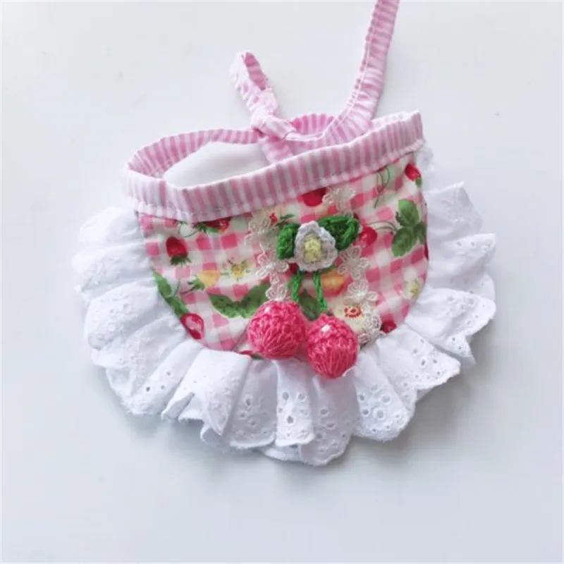 1 Uds. Baberos dulces Bandana con diseño de cereza, Baberos de cuerda ajustables, Collar, toalla para Saliva, pañuelos para cachorros, bufanda, suministros de accesorios para mascotas - imagen 5