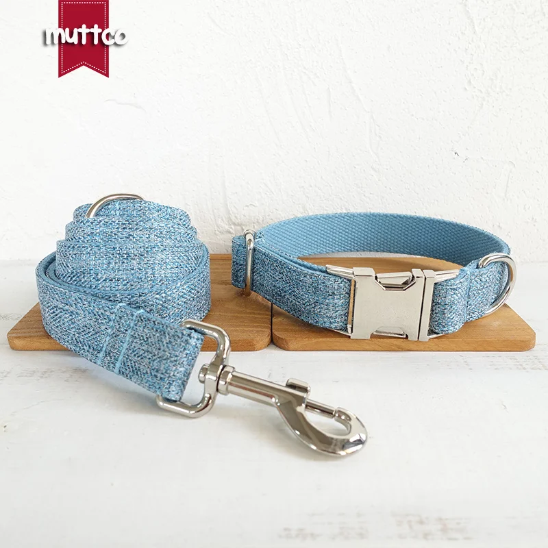 MUTTCO-collar ajustable para adiestramiento de mascotas, cómodo collar para cachorros, traje azul cielo, hecho a mano, 5 tamaños, UDC071 - imagen 3