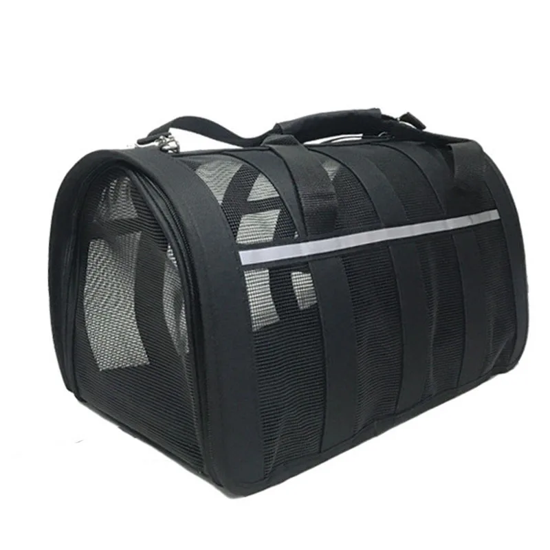 Bolsa de transporte para mascotas al aire libre, bolso de viaje para perros y gatos, portátil, de viaje para cachorros, bolsas transparentes a rayas para chihuahua - imagen 4