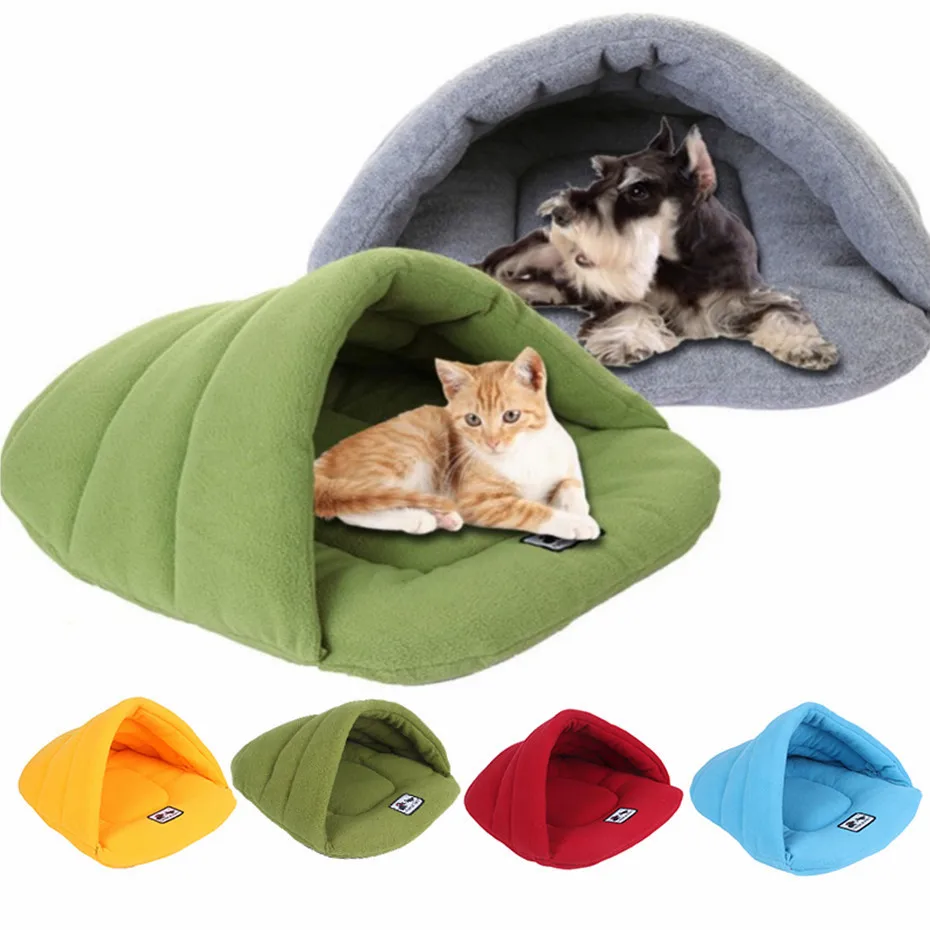 Camas de lana Polar suave para perros, esterilla caliente para mascotas, perrera para cachorros pequeños, saco de dormir para gatos, cueva, nido, invierno, 6 colores