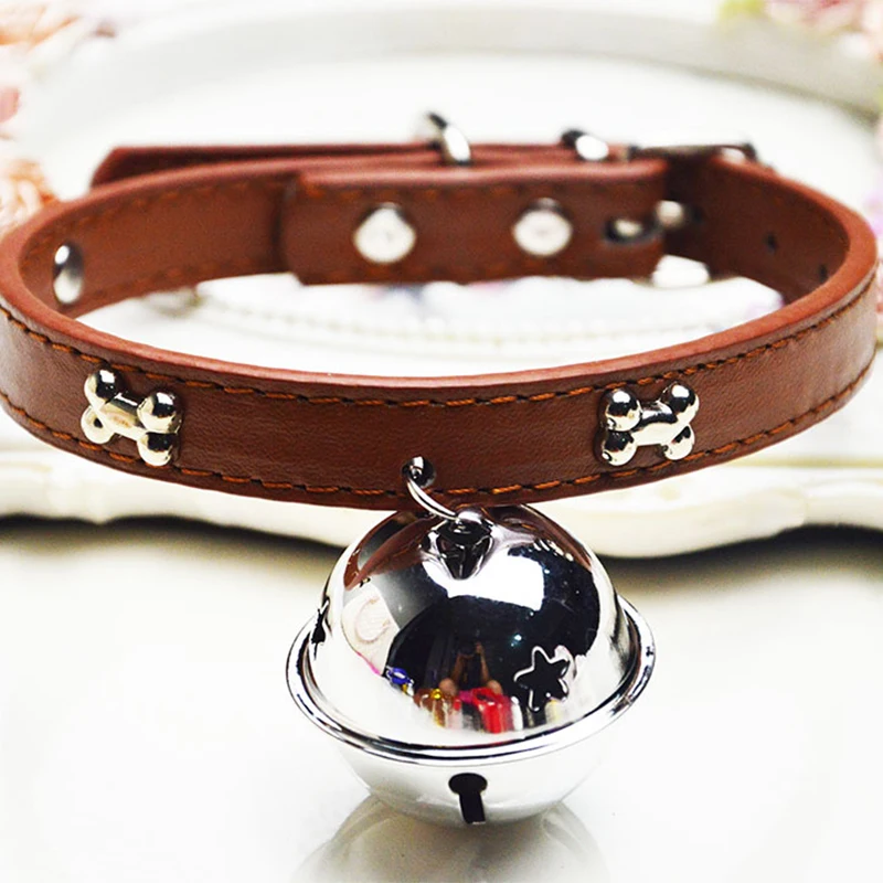 Collar ajustable de alta calidad para mascotas con campanas, Material PU para cachorros, gatos, perros, collares bonitos, accesorios para perros, suministros para mascotas - imagen 5