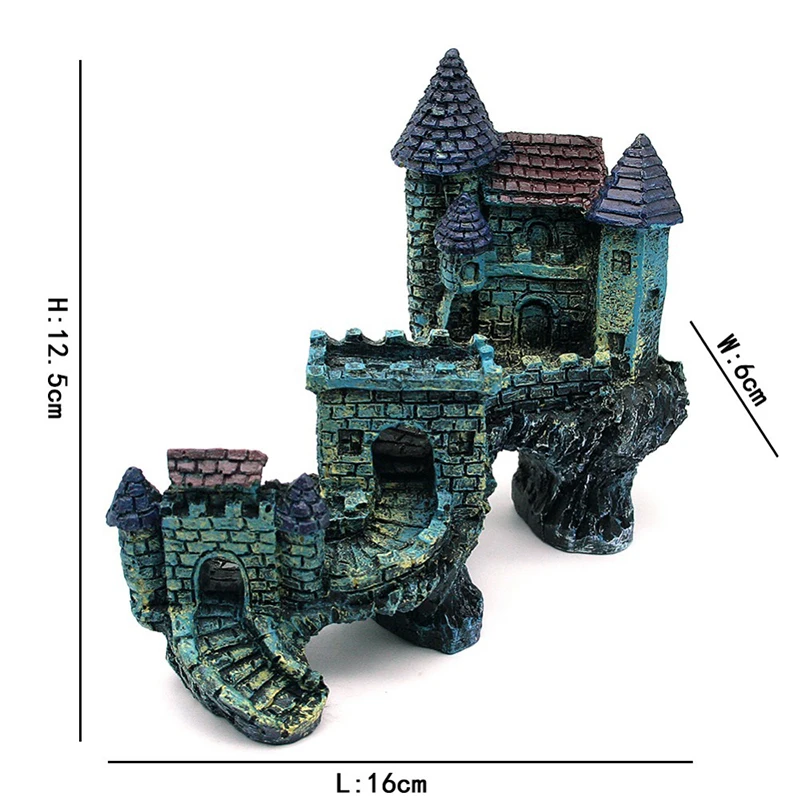 Hermoso adorno de decoración de Acuario, fondo de resina de Castillo antiguo para pecera, accesorios de Acuario, casa de escondite de peces vivos - imagen 5