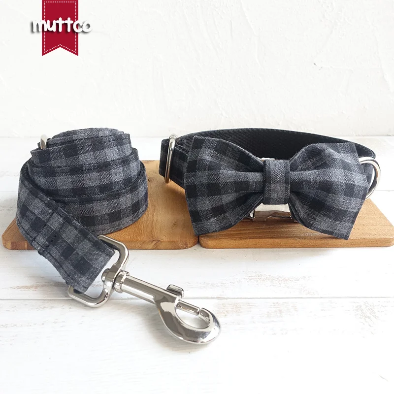 MUTTCO Collar de perro sólido y duradero THE BLACK PLAID grabado nombre de mascota número de teléfono antipérdida conveniente para caminar al perro UDC075 - imagen 5