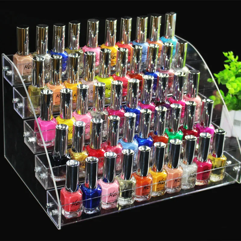 Caja de almacenamiento de lápiz labial cosmético transparente acrílico, soporte de exhibición, estante de esmalte de uñas extraíble, soporte, estuche organizador de maquillaje para mujer - imagen 3