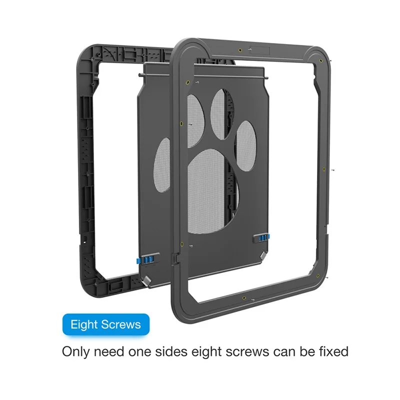 Puerta de plástico bloqueable de 4 vías para perros grandes y gatos, para ventana de pantalla, puertas con solapa de seguridad, túnel para mascotas, valla para perros, puerta de acceso gratis para el hogar - imagen 3