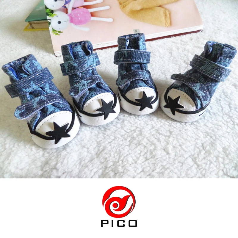 Gran oferta de zapatos para perros con estrellas bonitas, botas para cachorros, zapatillas de lona informales para exteriores, zapatos para perros pequeños de peluche ZL248 - imagen 5
