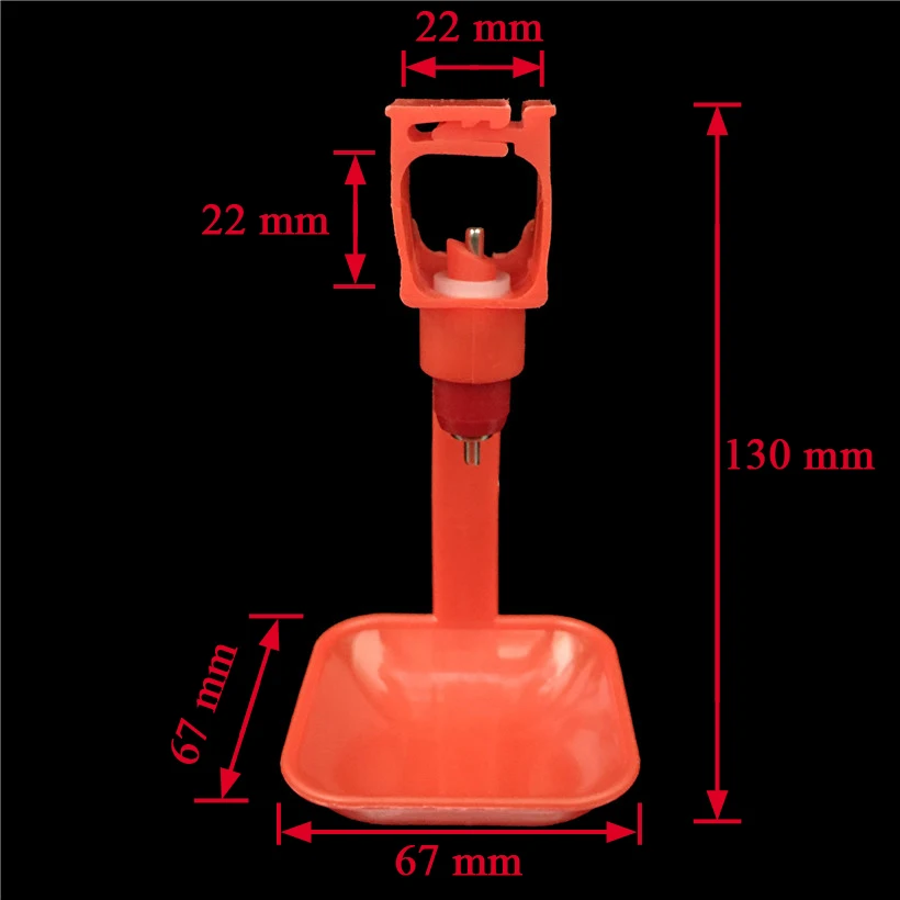 Taza para beber pollo, bebedero de pipas cuadradas, alimentador de animales, gallo, agua, rojo, alimentación de aves de corral, 22x22mm, 50 unidades - imagen 2