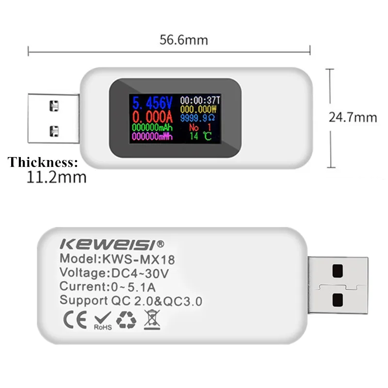 Probador USB medidor de CC 8 en 1 voltímetro Digital, voltaje de corriente, medidor de energía tipo C, Monitor de capacidad de batería externa, Detector de cargador - imagen 5