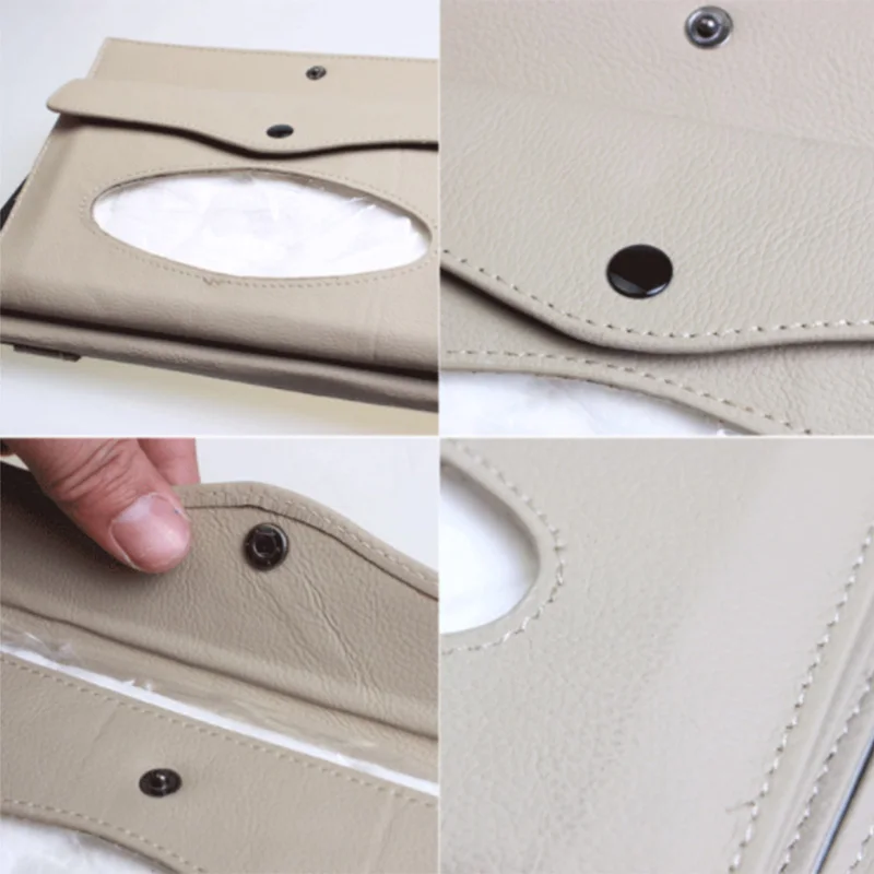 Estuche de CD de cuero 3 en 1 para coche, caja con visera para DVD, organizador de viaje de tejido para gafas, bolsa de almacenamiento para tarjetas de visita, nuevo - imagen 5