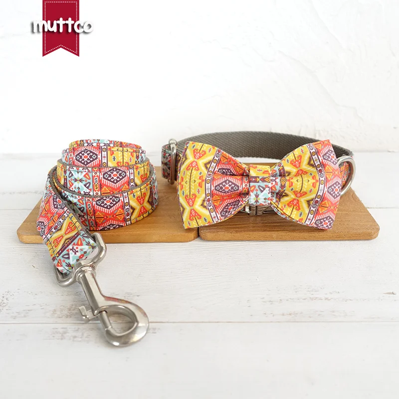 MUTTCO vende al por menor collar de perro agradable de diseño propio THE GRIS BOHEMIAN collares y correas de perro de estilo folk único 5 tamaños UDC051 - imagen 5