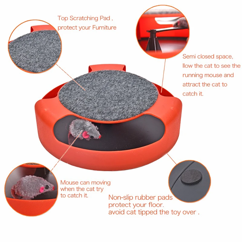 Juguete para Gato, ratón realista, entrenamiento loco, divertido juguete giratorio para gato jugando con ratones, bonito juguete para gato, ratón de movimiento - imagen 3