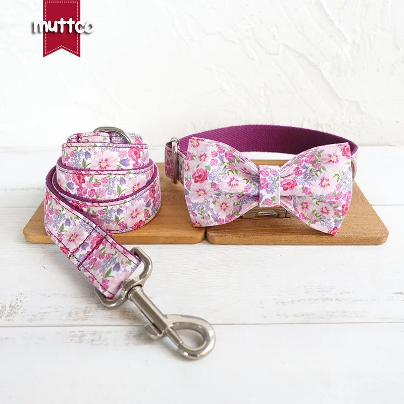 MUTTCO vende al por menor collar de perro particular personalizado THE PURPLE FLOR collares y correas de perro de estilo creativo 5 tamaños UDC049 - imagen 5