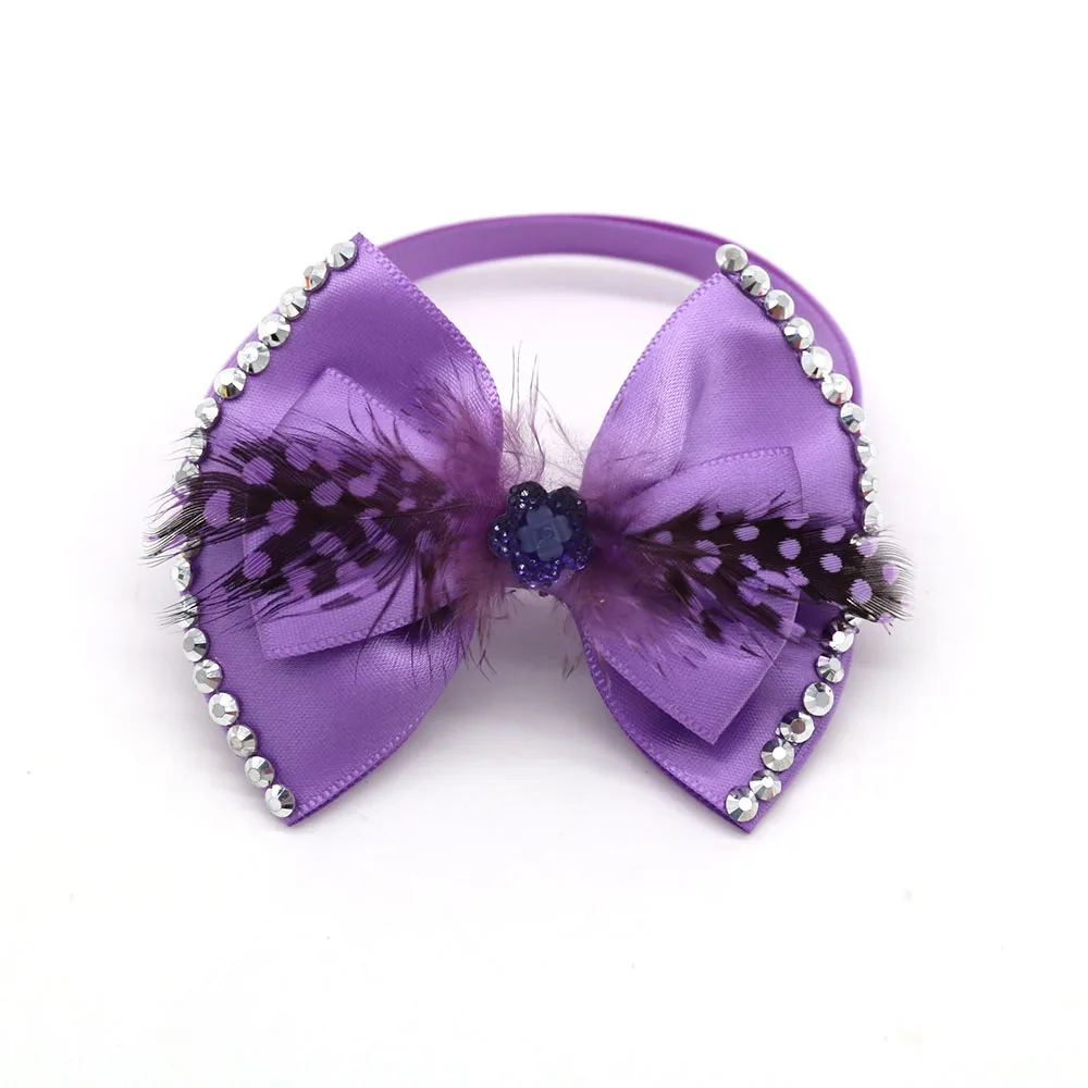 Corbatas con plumas y diamantes de imitación para mascotas, corbatas con diamantes de imitación para perros, productos para vacaciones, accesorios de boda, 50 piezas, novedad - imagen 3