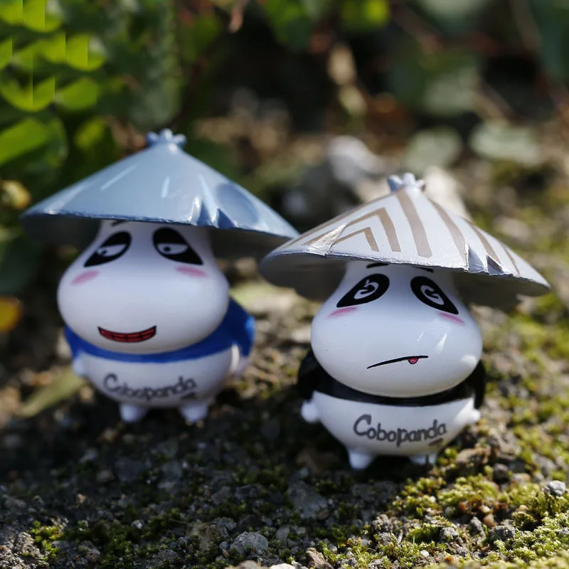 Figuras de asesino de Panda Artificial, miniaturas, adorno artesanal, Gnomo de jardín de hadas, decoración del hogar, paisaje microscópico, 4 Uds. - imagen 3