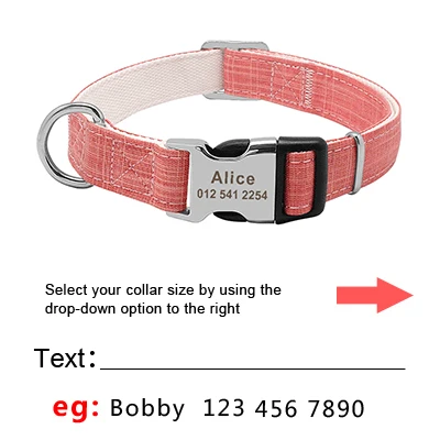 Collar personalizado de nailon con nombre grabado para perro, etiqueta de identificación para cachorro, perros pequeños, medianos y grandes, a la moda - imagen 2