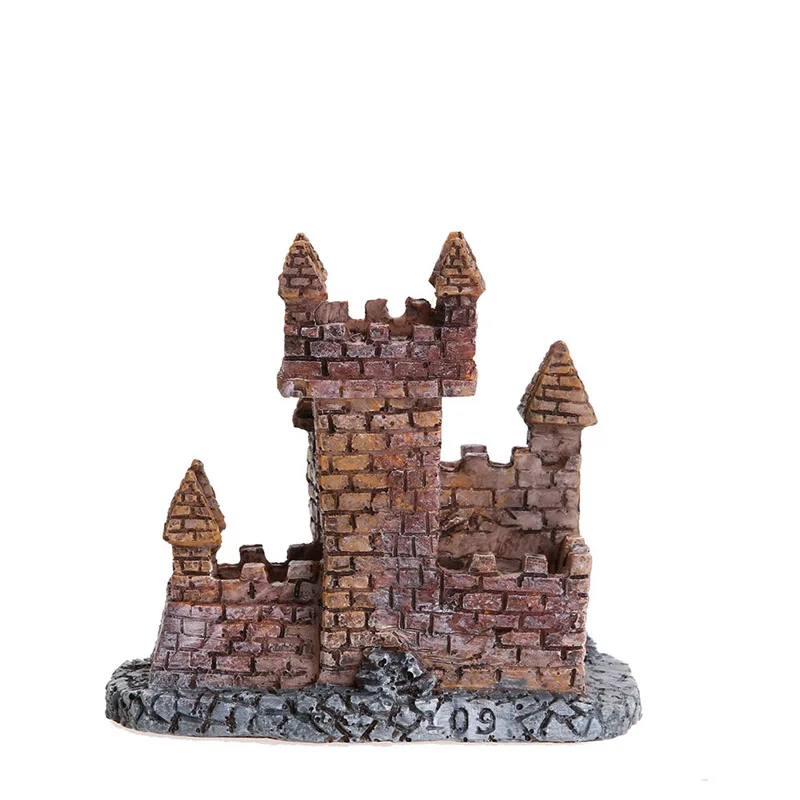 Castillo de resina Vintage europeo para acuario, decoración de pecera, adorno, Mini casa hueca de simulación, casa de bloques para ocultar cría - imagen 3