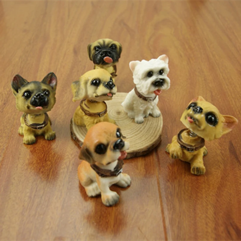 Figuras de muñecos de perro artificiales, adorno de resina con cabeza de batidor de coche en miniatura, accesorios de decoración para el hogar, regalo del Día de San Valentín, 6 uds. - imagen 2