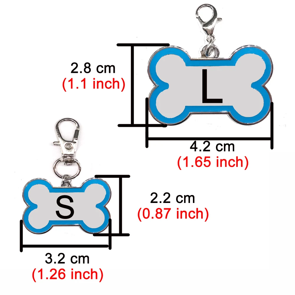 Nuevo Collar con etiqueta de perro con efecto de pata de hueso, grabado gratis, etiqueta de identificación de acero inoxidable, nombre, teléfono, accesorios coloridos para perros y mascotas - imagen 2