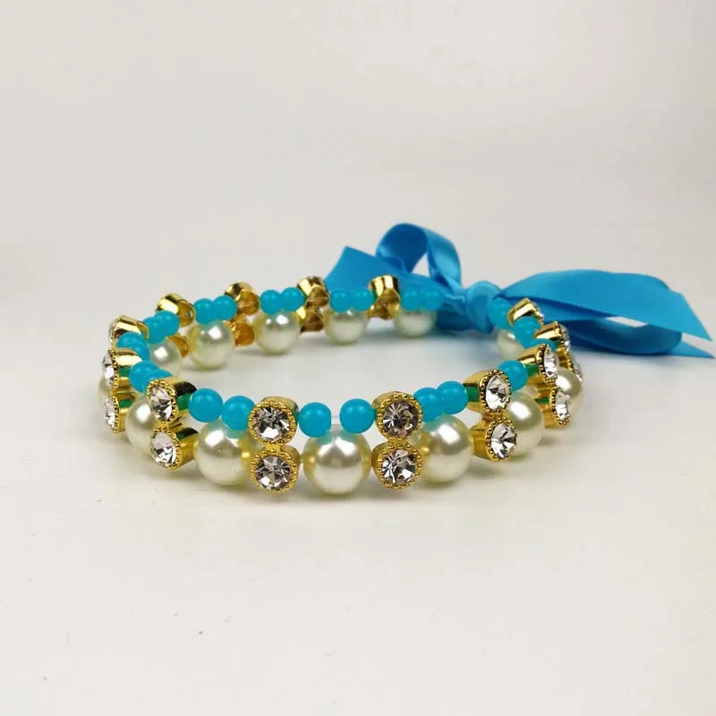 Collar de perlas delicadas para perro, Cinta ajustable suave de alta calidad para perros pequeños, Collar de diamantes de imitación de princesa 10E - imagen 4
