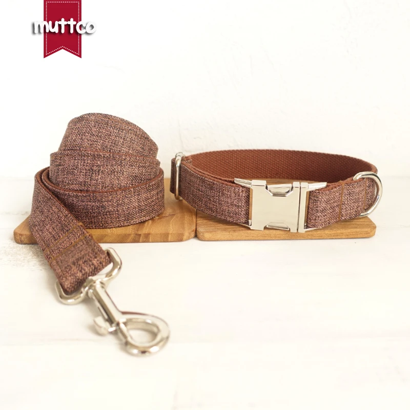 MUTTCO engraved pet name retailing self-designed fashion handmade high quality dog collar THE BROWN SUIT  5 sizes UDC039 - imagen 4