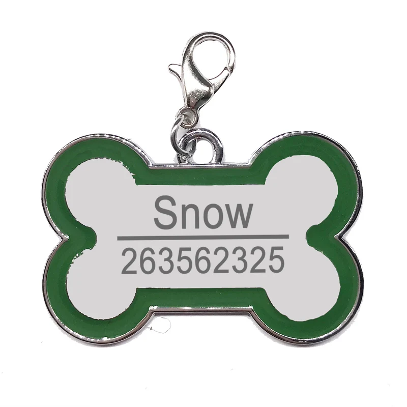 Nuevo Collar con etiqueta de perro con efecto de pata de hueso, grabado gratis, etiqueta de identificación de acero inoxidable, nombre, teléfono, accesorios coloridos para perros y mascotas - imagen 4