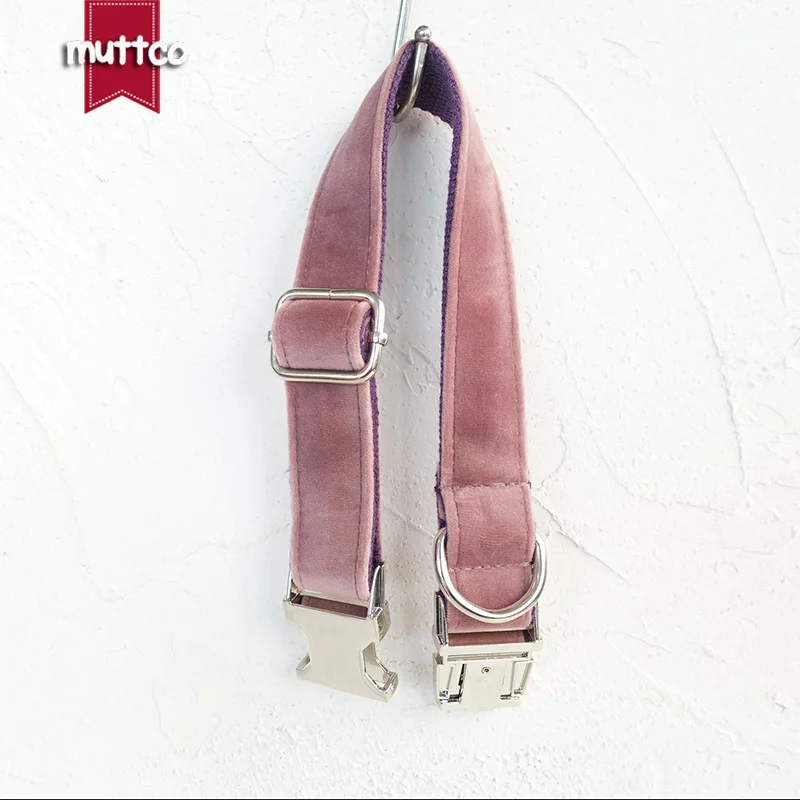 MUTTCO Collar de perro ajustable THE BABY PINK productos para mascotas hechos a mano 5 tamaños hebilla de metal doble tela collar de perro y correa UDC080 - imagen 2